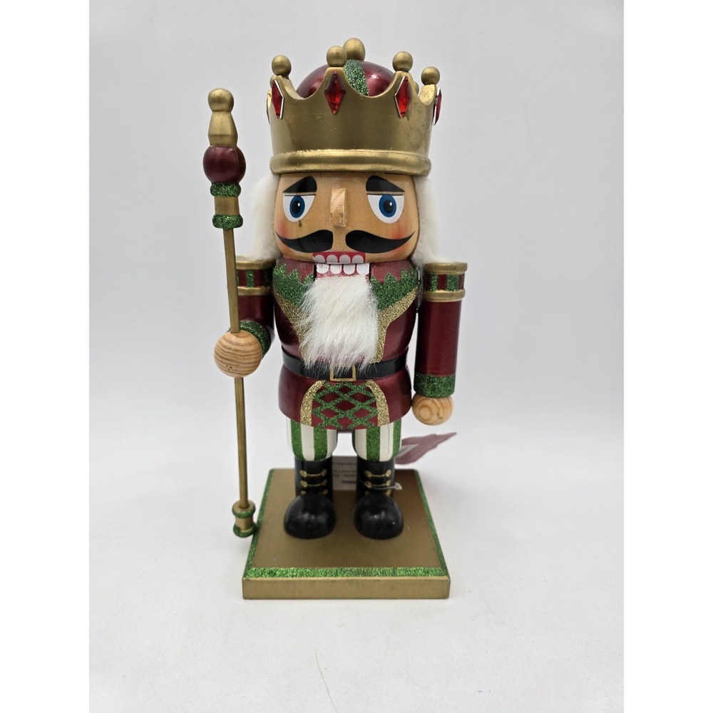 2010 Nutcracker King 12" Red W/ Green Gold Glitter St Nicholas Square Crown